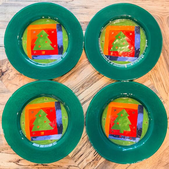 Crate & Barrel, Dibbern Germany-Christmas Tree Glass Lg Plate/Platter-13"- #4 - Picture 2 of 7